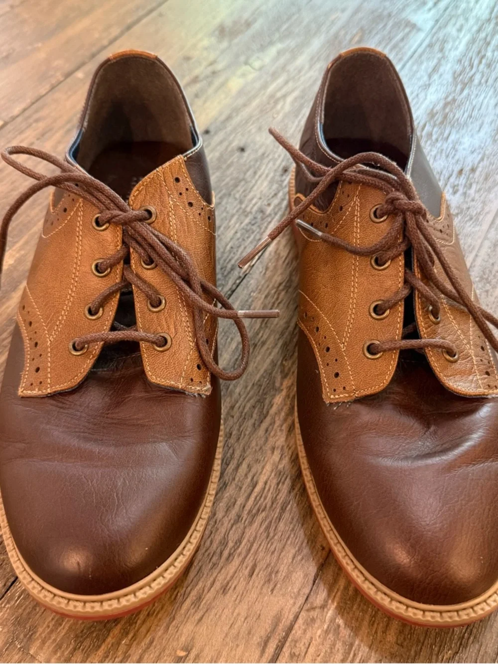 Kenneth Cole Reaction Spencer‎ Racer Brown Leather Oxford Shoes Men's Size 8